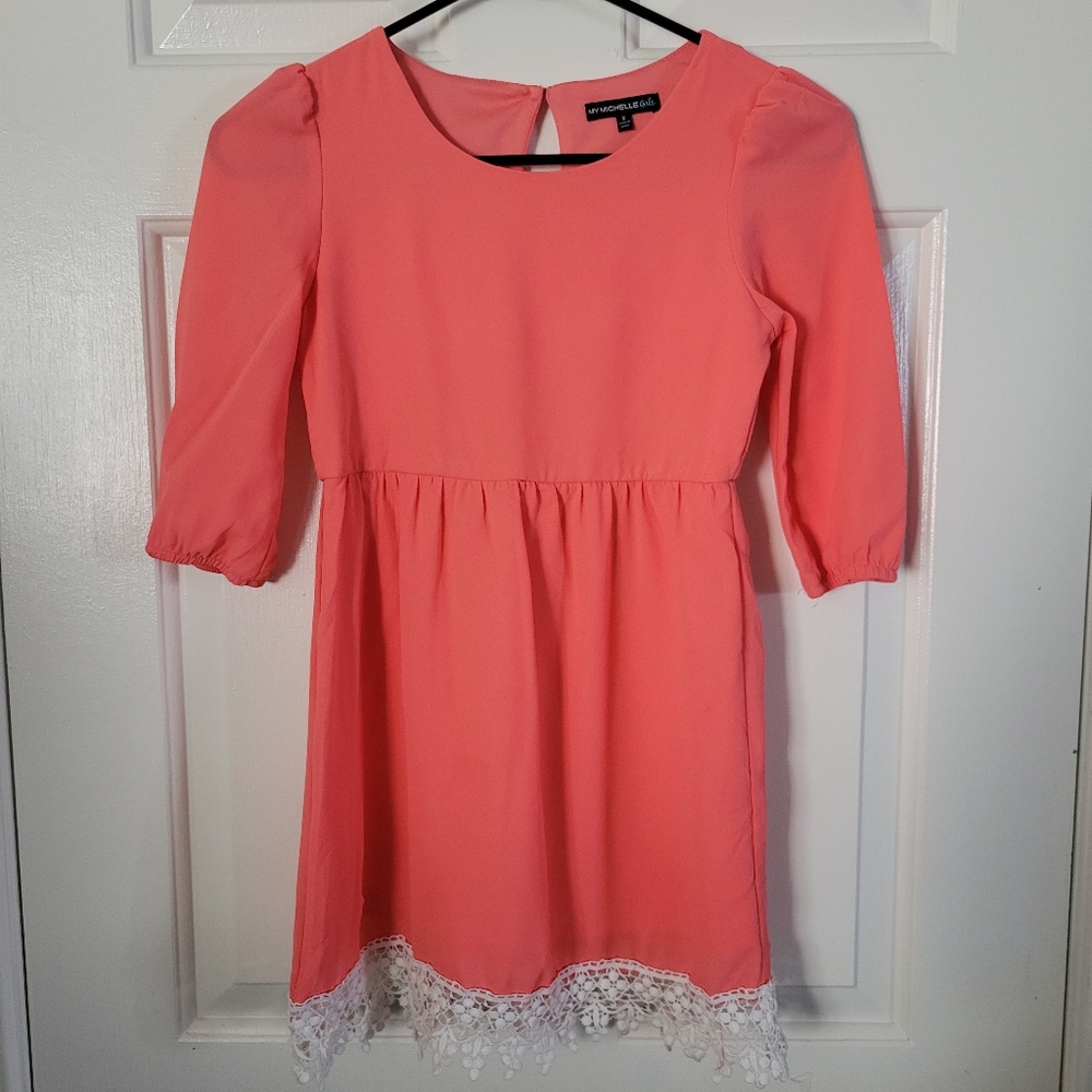 Long Sleeve Coral Dress Size 8 Girls